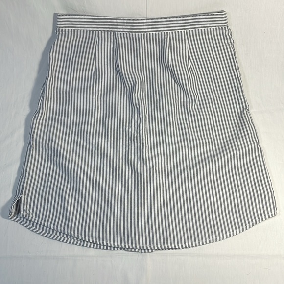 Tommy Hilfiger Preppy Striped Skirt Button Up Navy Blue White 100% Cotton - Picture 2 of 7